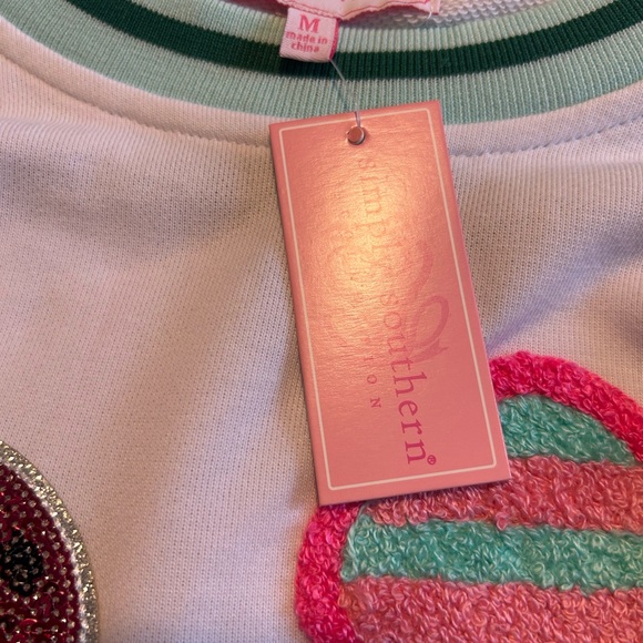 Simply Southern Pickleball  Embroidered Crewneck with Pink, Green & White - Picture 3 of 4
